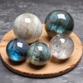 Flashy Labradorite Spheres